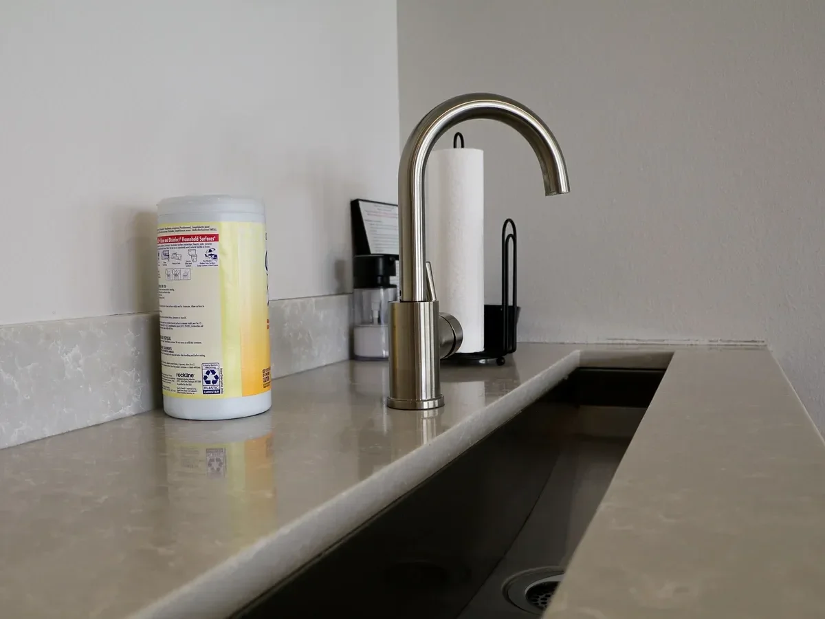 Clean kitchen counter after turnover