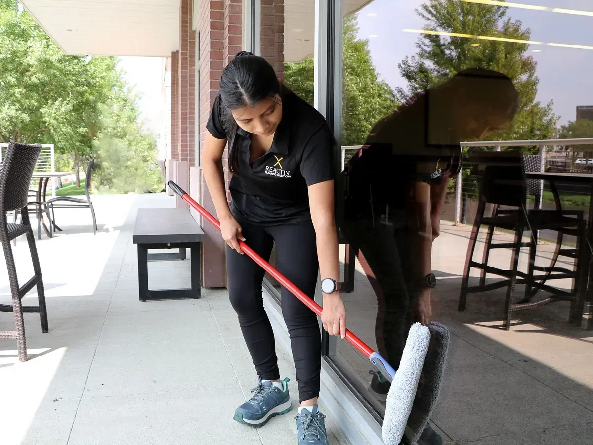 Professional cleaning team at work